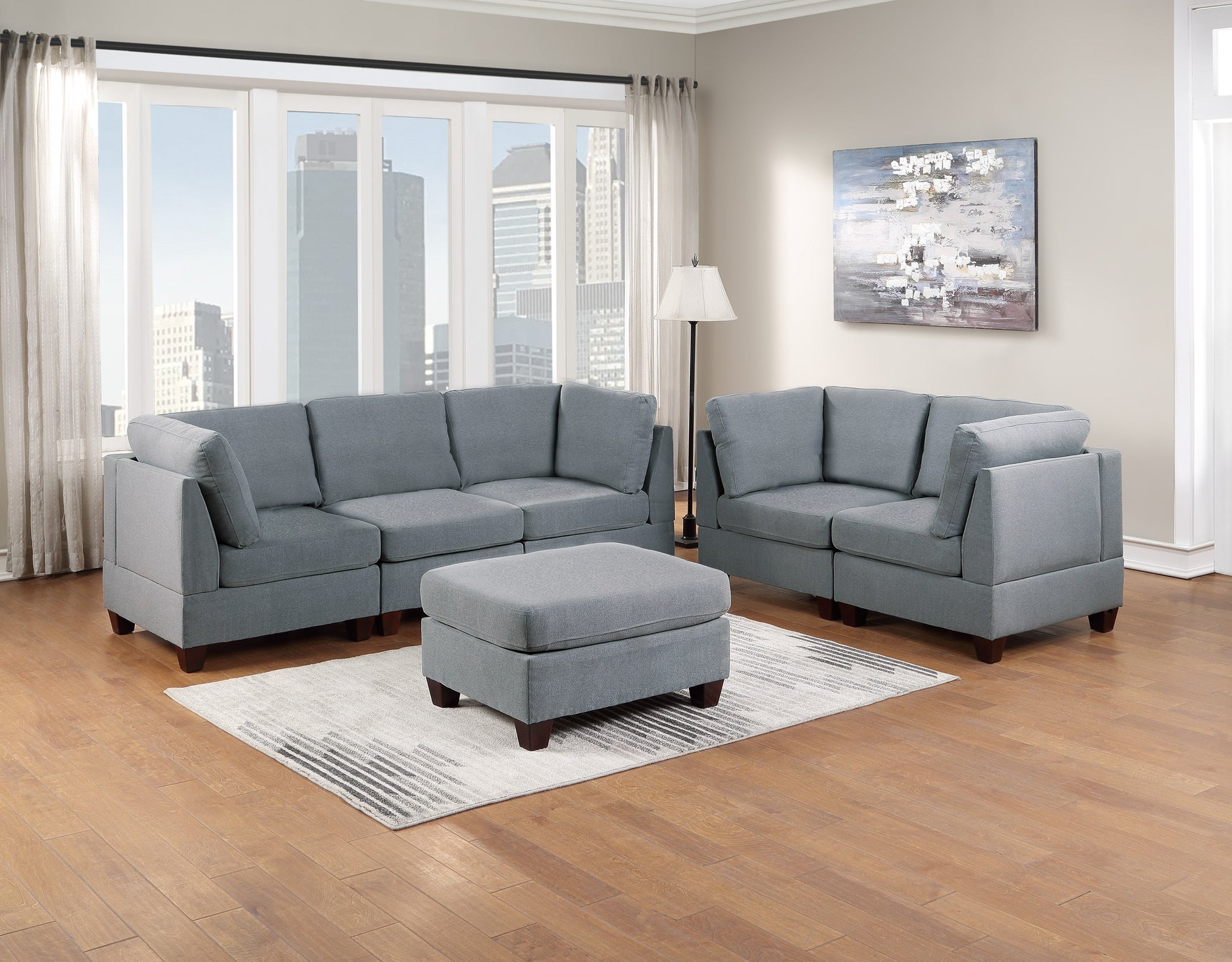 Living Room Furniture Armless Chair Grey Linen Like Fabric 1Pc Cushion Armless Chair Wooden Legs Grey Primary Living Space Contemporary,Modern,Transitional Fabric