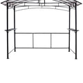 Grill Gazebo 8X5Ft,Outdoor Patio Canopy,Bbq Shelter With Steel Hardtop And Side Shelves Black Steel