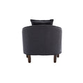 Coolmore Accent Chair With Ottoman, Mid Century Modern Barrel Chair Upholstered Club Tub Round Arms Chair For Living Room Dark Gray Linen