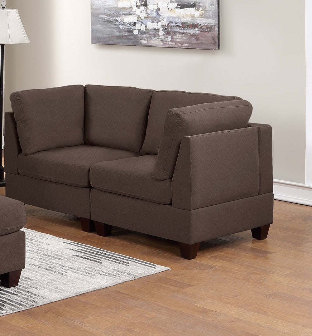 Modular Sofa Set 6Pc Set Living Room Furniture Sofa Loveseat Couch Black Coffee Linen Like Fabric 4X Corner Wedge 1X Armless Chair And 1X Ottoman Coffee Primary Living Space Cushion Back