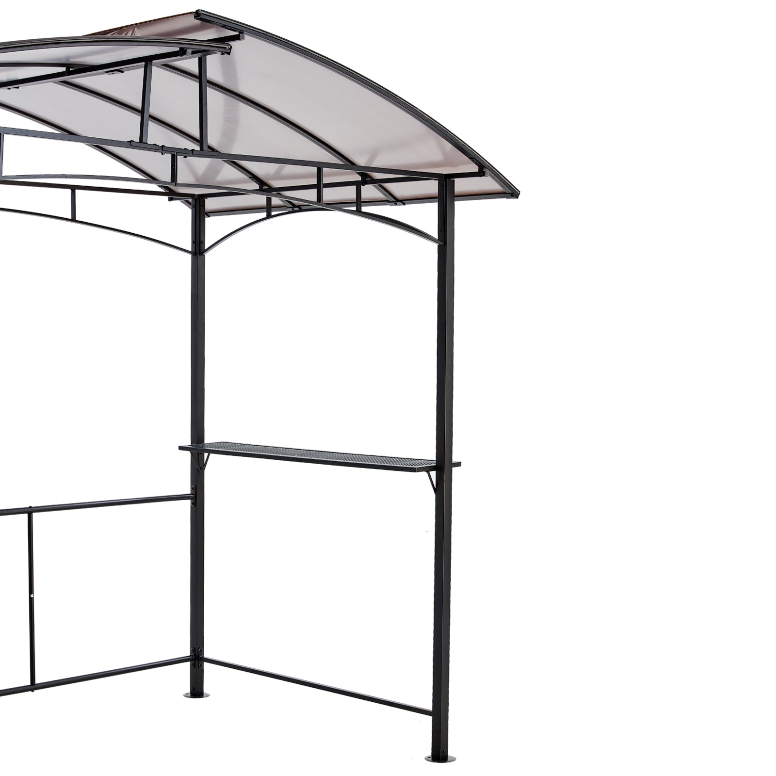 Grill Gazebo 8X5Ft,Outdoor Patio Canopy,Bbq Shelter With Steel Hardtop And Side Shelves Black Steel