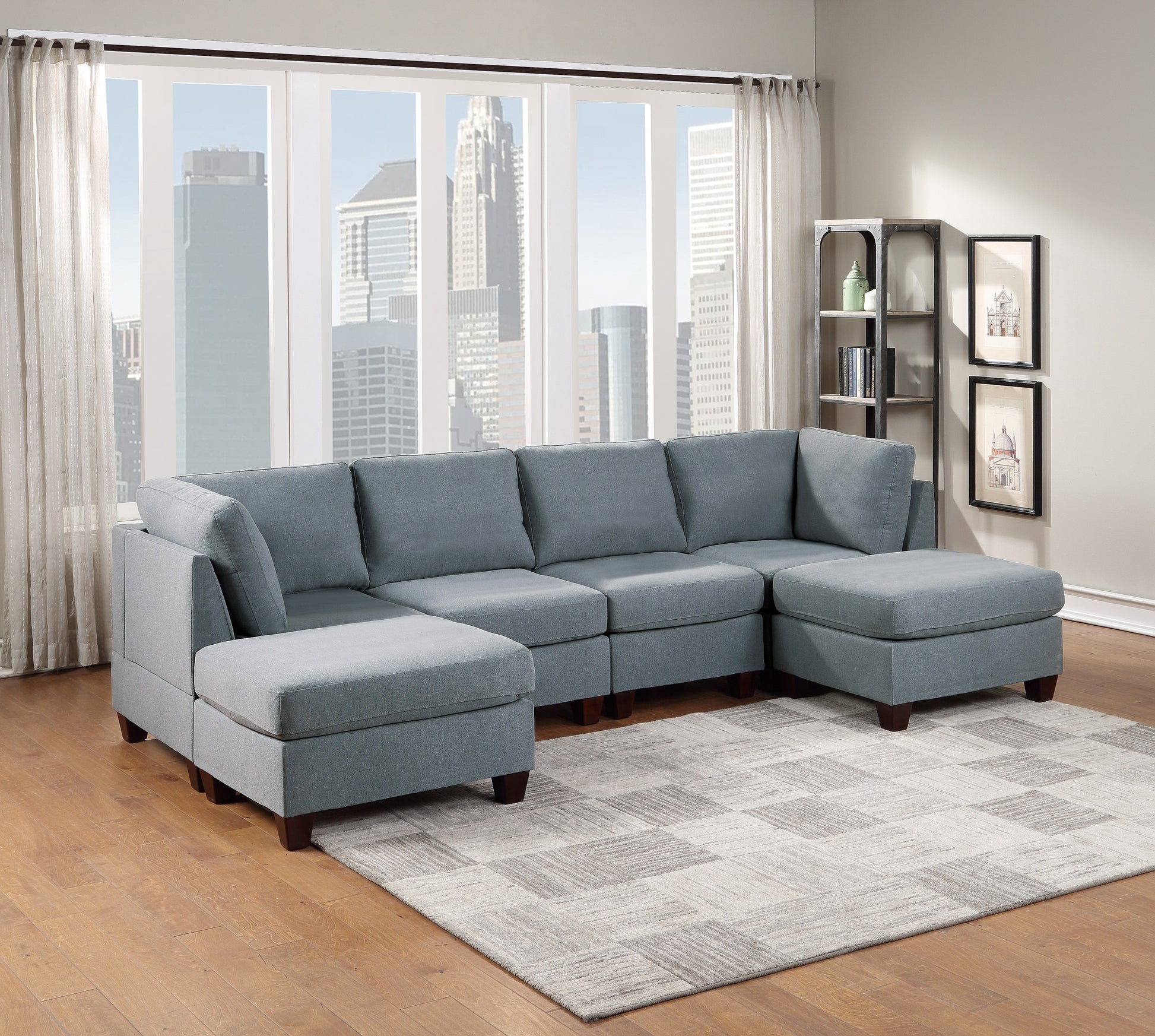 Living Room Furniture Armless Chair Grey Linen Like Fabric 1Pc Cushion Armless Chair Wooden Legs Grey Primary Living Space Contemporary,Modern,Transitional Fabric