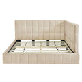 Full Size Upholstered Daybed Sofa Bed Frame Beige, Velvet Beige Upholstered