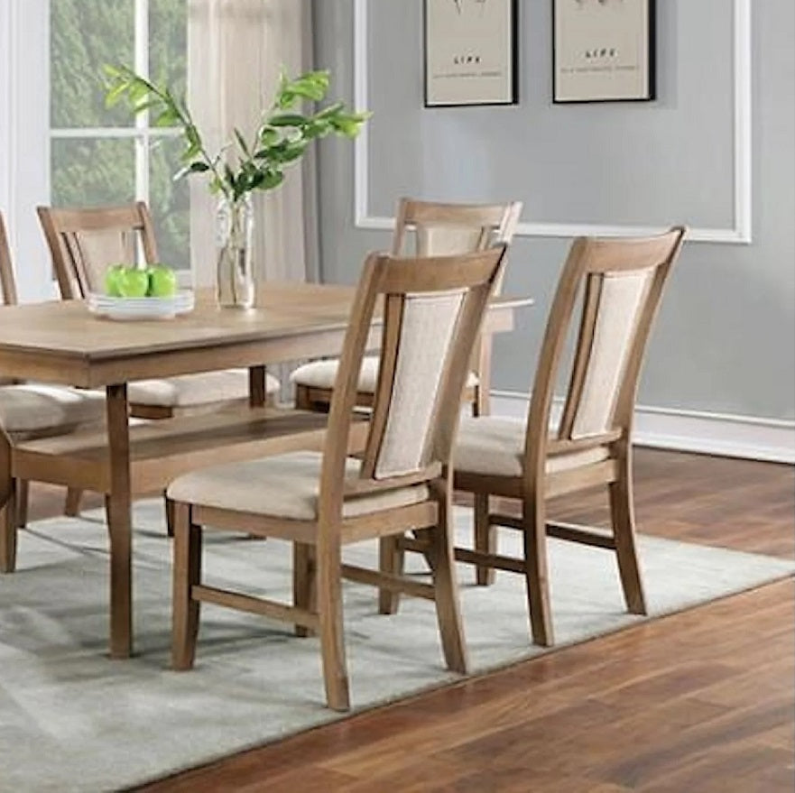 Transitional Set Of 2 Side Chairs Natural Tone And Beige Solid Wood Chair Paddedupholstered Seat Kitchen Dining Room Furniture Natural Dining Room Modern,Transitional Dining Chairs Rubberwood Solid