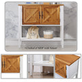 35''Farmhouse Wood Buffet Sideboard Console Table With Bottom Shelf And 2 Door Cabinet, For Living Room, Entryway,Kitchen Dining Room Furniture Antique White Natural Acacia Top & Door Antique White Pine