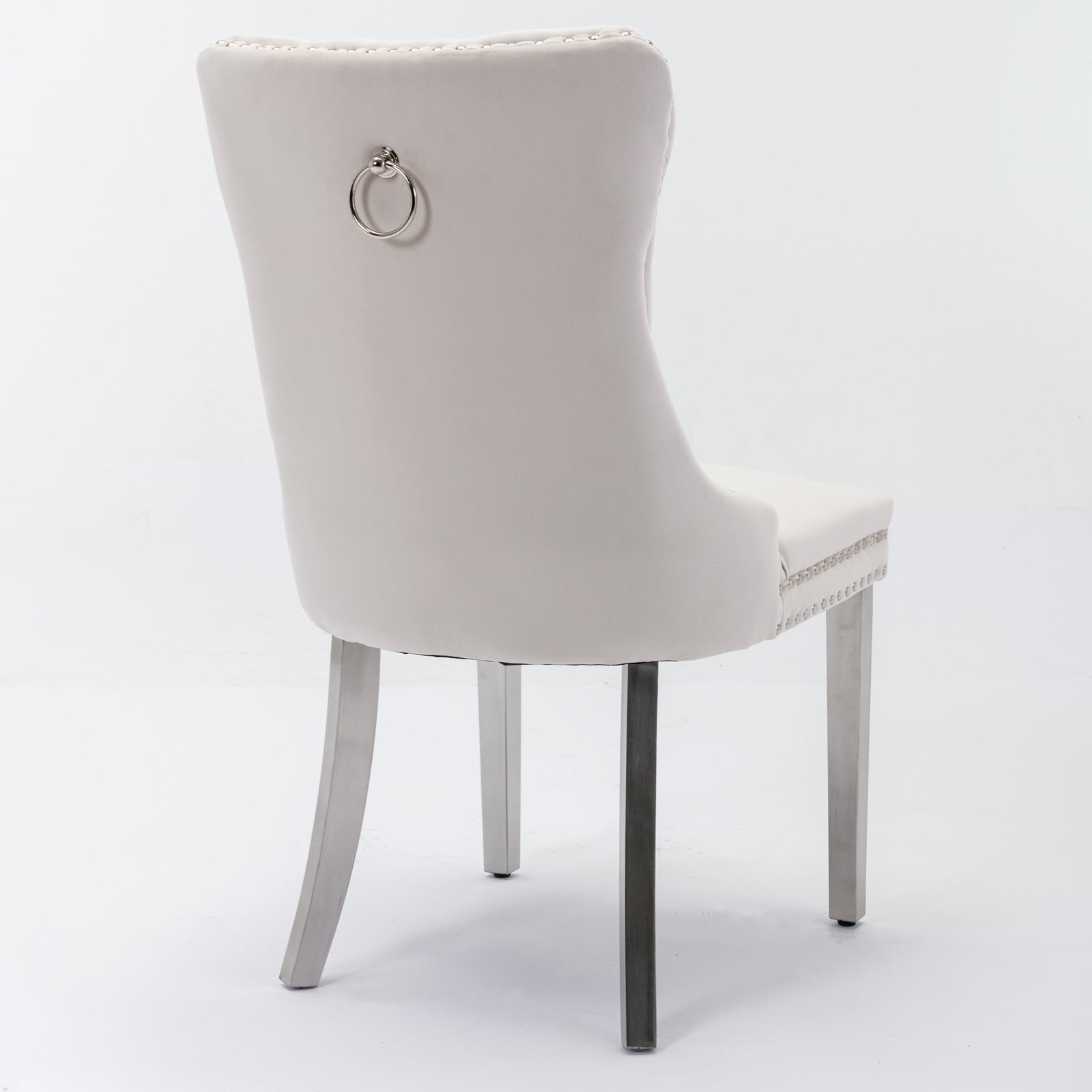 Nikki Collection Modern, High End Tufted Solid Wood Contemporary Velvet Upholstered Dining Chair With Chrome Stainless Steel Plating Legs,Nailhead Trim,Set Of 2 Beige And Chrome, Sw1701Bg Beige Foam Velvet