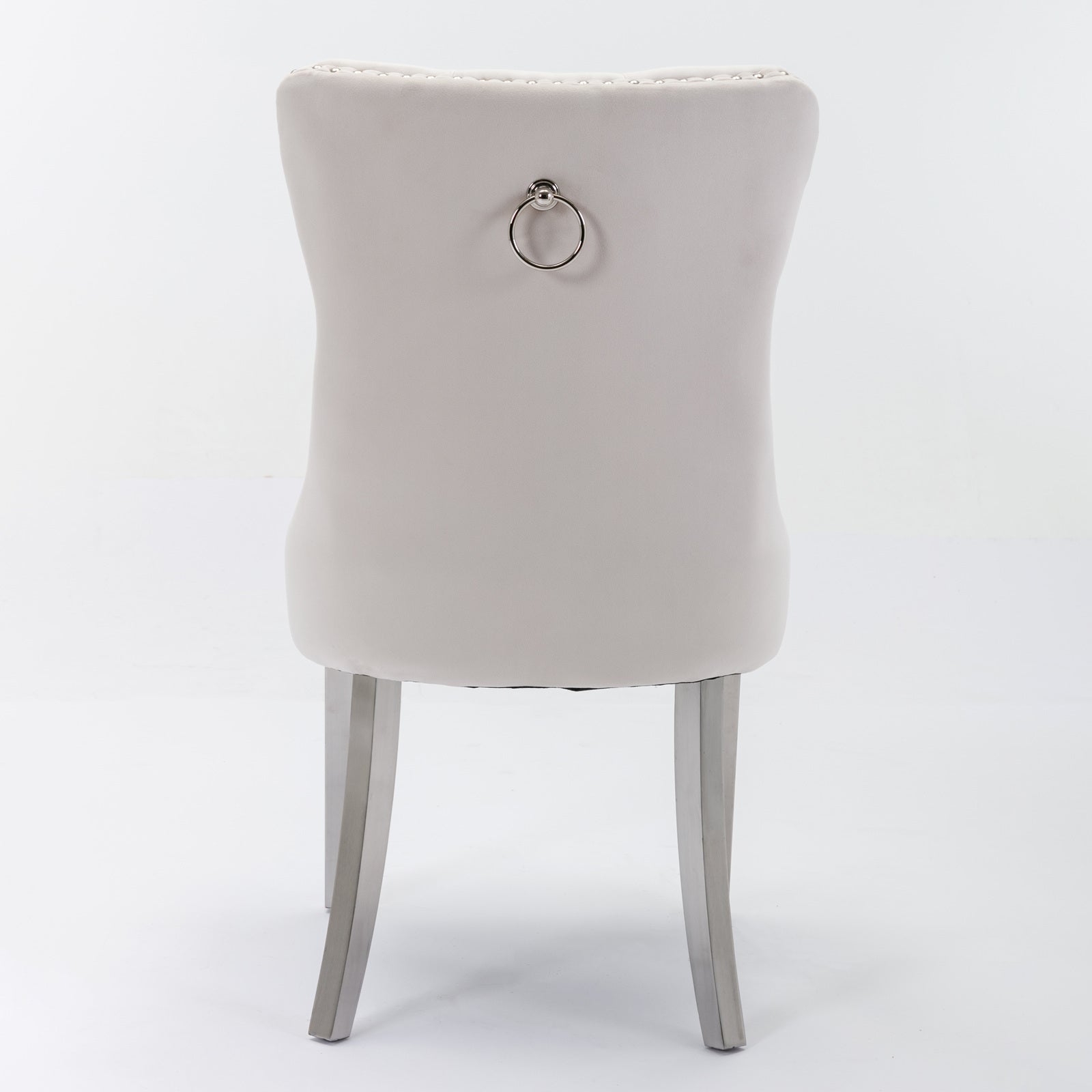 Nikki Collection Modern, High End Tufted Solid Wood Contemporary Velvet Upholstered Dining Chair With Chrome Stainless Steel Plating Legs,Nailhead Trim,Set Of 2 Beige And Chrome, Sw1701Bg Beige Foam Velvet
