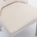 Nikki Collection Modern, High End Tufted Solid Wood Contemporary Velvet Upholstered Dining Chair With Chrome Stainless Steel Plating Legs,Nailhead Trim,Set Of 2 Beige And Chrome, Sw1701Bg Beige Foam Velvet