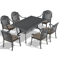 Cushions In Random Colors 7 Piece Set Of Cast Aluminum Patio Furniture With Cushions Black Aluminium