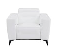 Top Grain Italian Leather Chair With Power Recliner White Foam Leather