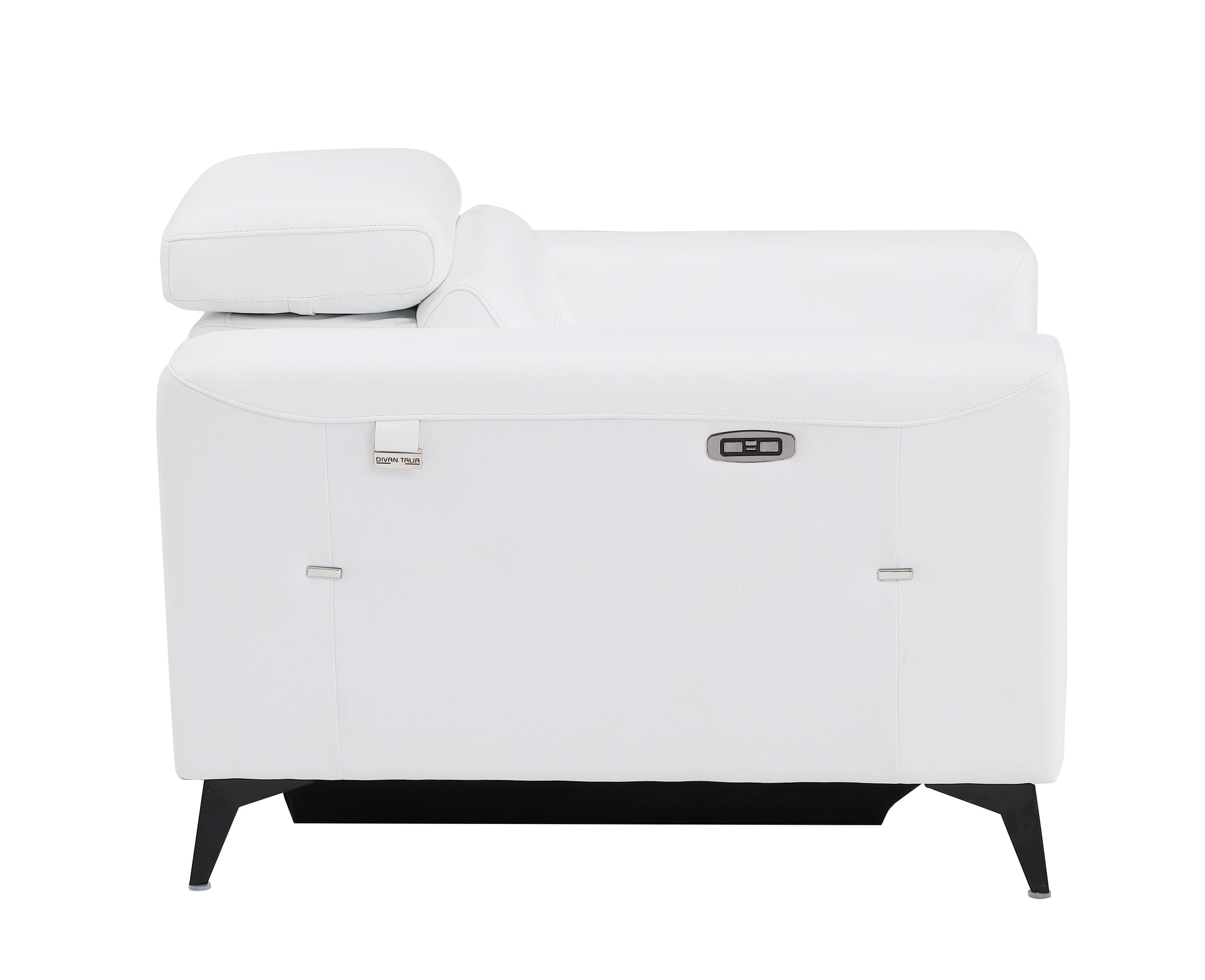 Top Grain Italian Leather Chair With Power Recliner White Foam Leather