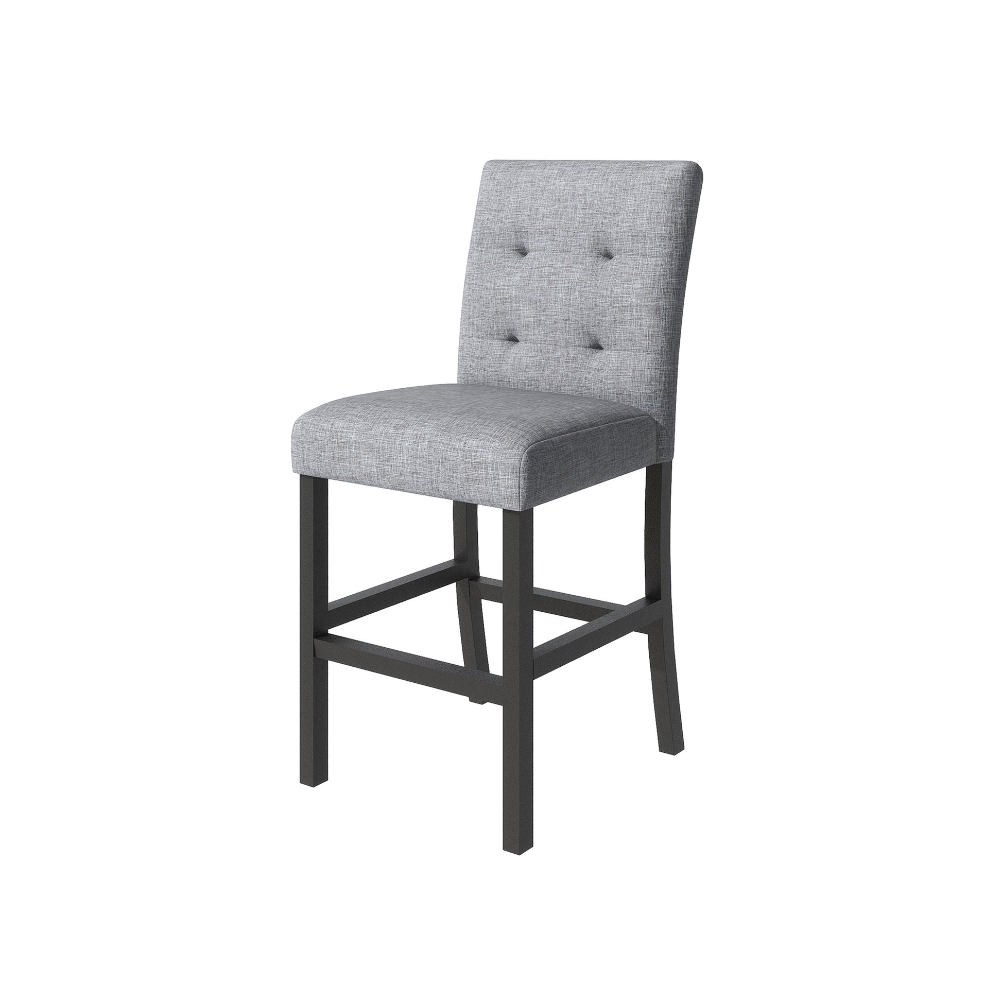 5 Piece Counter Height Dining Set Wood Square Dining Room Table And Chairs Stools W Footrest & 4 Upholstered High Back Chairs,Black Gray Wood Dining Room Solid Wood Rubberwood Square Dining Table With Chair Upholstered Chair Wood Black Queen Anne Seats 4