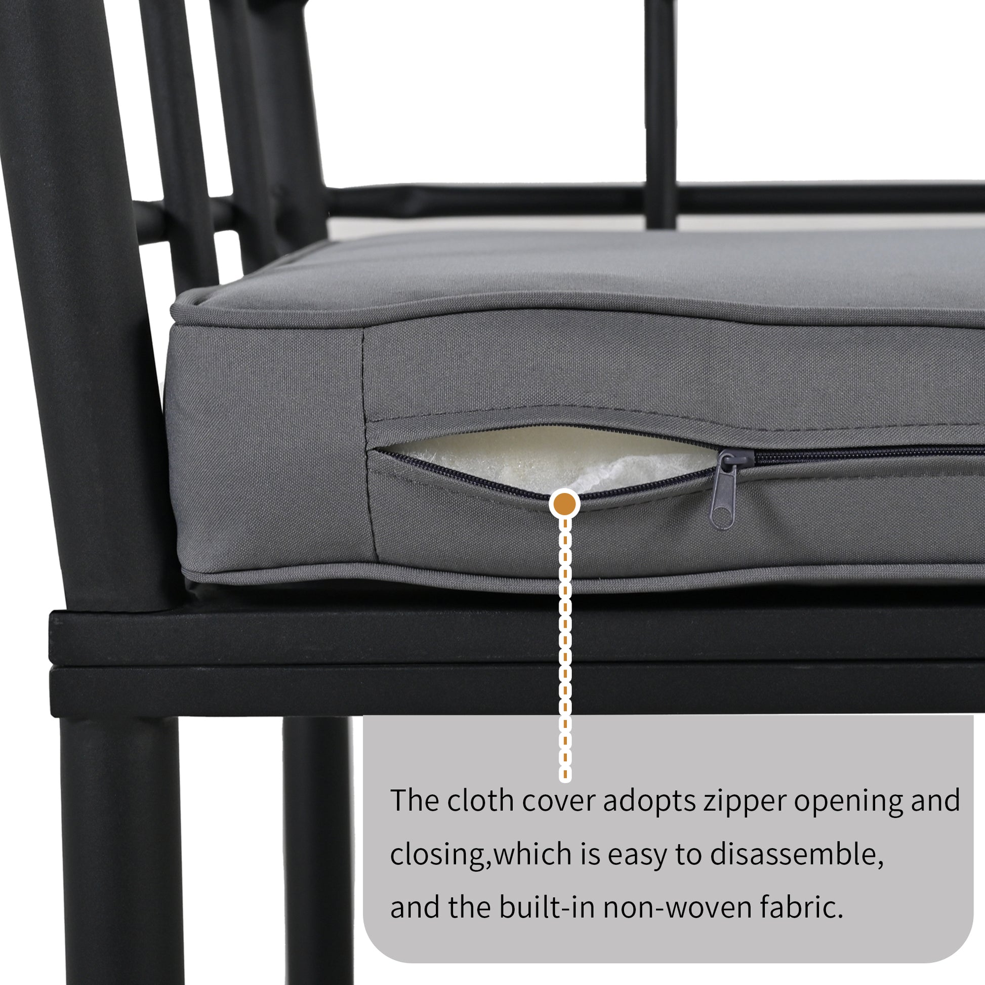 Steel Outdoor Dining Set With Acacia Wood Armrest Suitable For Patio, Balcony Or Backyard Black Steel