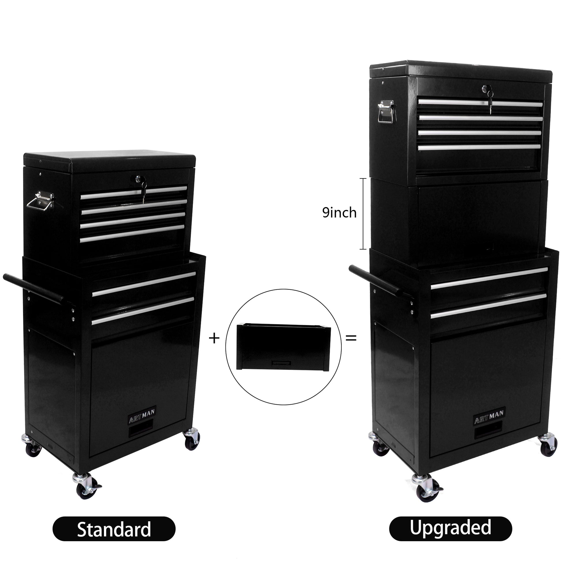 High Capacity Rolling Tool Chest With Wheels And Drawers, 6 Drawer Tool Storage Cabinet Black Black Steel