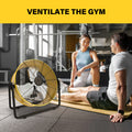Simple Deluxe 20 Inch Heavy Duty Metal Industrial Drum Fan, 3 Speed Floor Fan For Warehouse, Workshop, Factory And Basement High Velocity, Yellow Yellow Metal