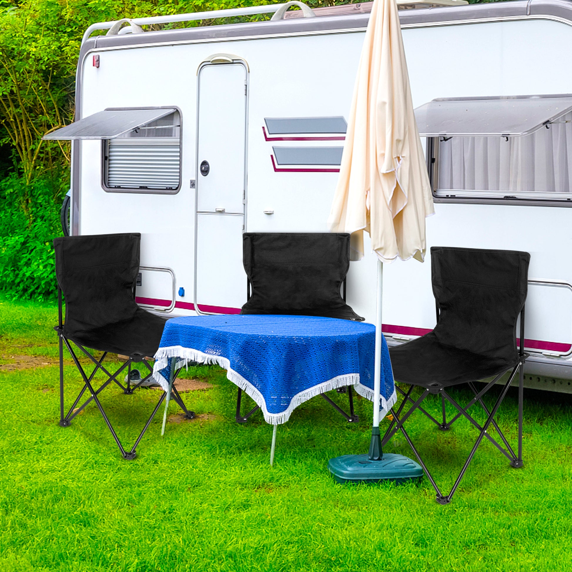 Yssoa Portable Folding Camping Chair With Carry Bag For Adults, Collapsible Anti Slip Padded Oxford Cloth Stool For Beach, Hiking, Fishing, Gardening, Picnic Color: Black, Size: Large Black Metal