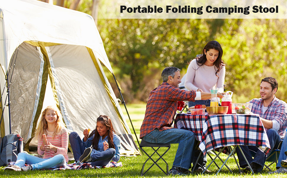 Yssoa Folding Camping Stool, Portable Collapsible Camp Stool, Folding Foot Rest For Lightweight Compact Chair, Foldable Footstool Ottoman For Outdoor Hiking Backpacking Fishing Picnic Barbecue Bbq Black Metal