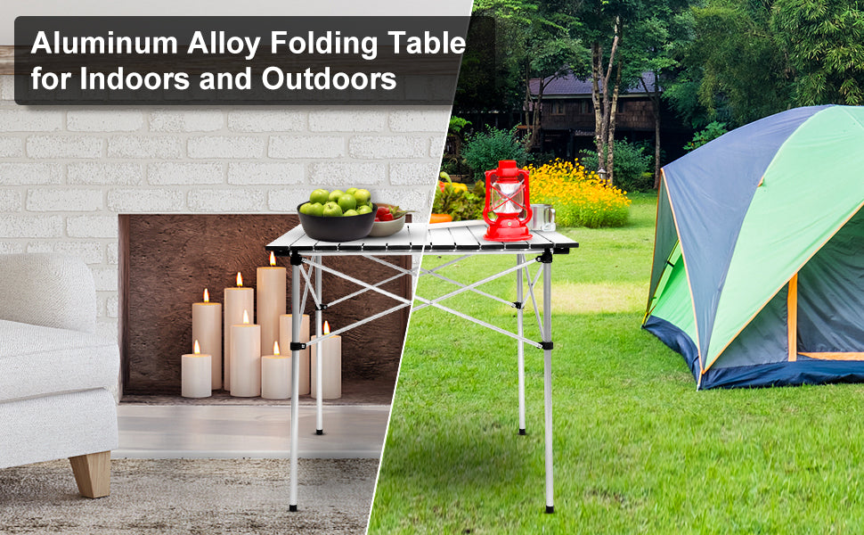 Yssoa Lightweight Folding Camping Table With Carry Bag Ultra Compact Aluminum Table For Picnic, Beach, Traveling, Backyards, Bbq Color: White Silver Metal