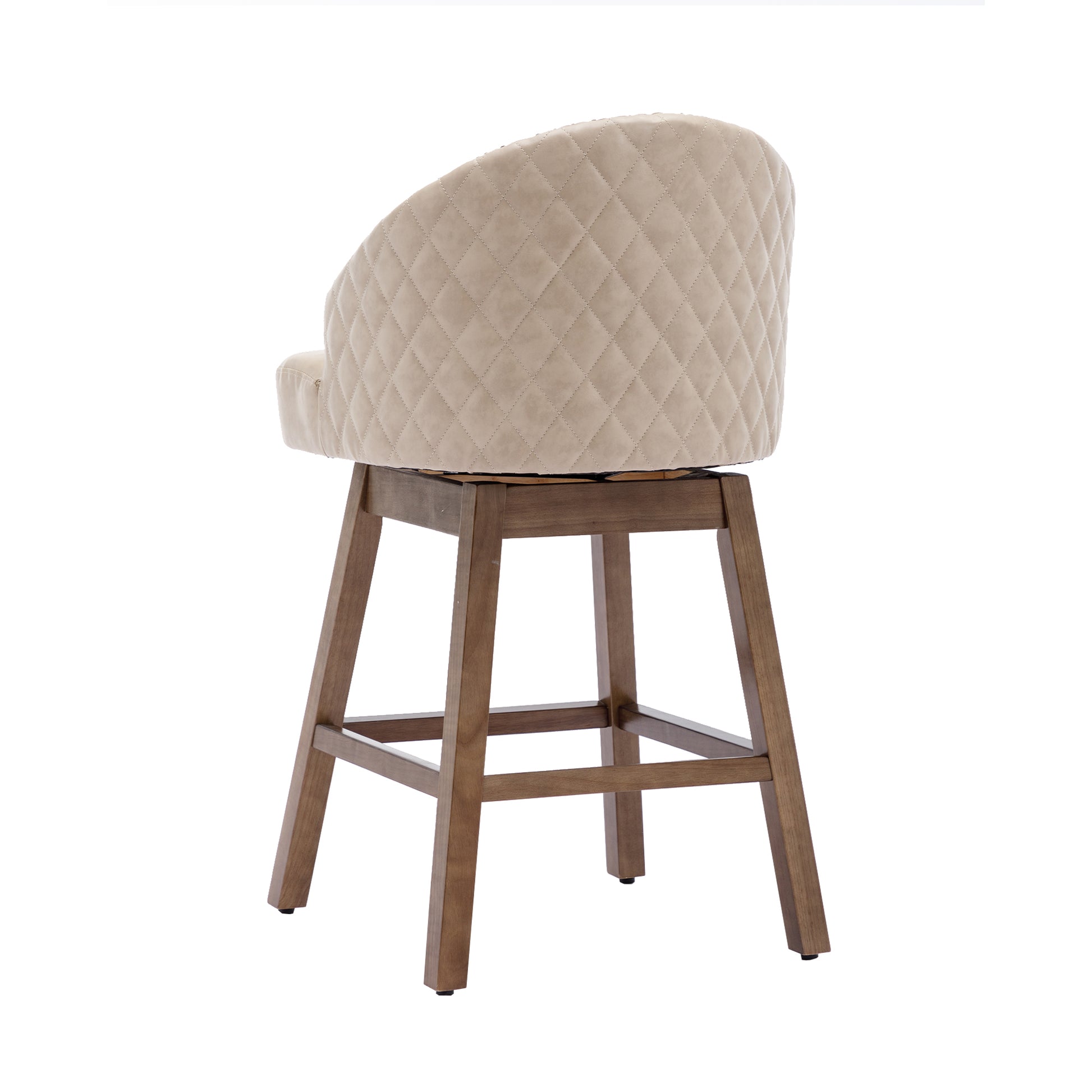 Coolmore Bar Stools Set Of 2 Counter Height Chairs With Footrest For Kitchen, Dining Room And 360 Degree Swivel Apricot Pu Pu Leather