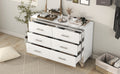 Elegant High Gloss Dresser With Metal Handle,Mirrored Storage Cabinet With 6 Drawers For Bedroom,Living Room,White White Mdf