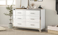 Elegant High Gloss Dresser With Metal Handle,Mirrored Storage Cabinet With 6 Drawers For Bedroom,Living Room,White White Mdf