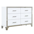 Elegant High Gloss Dresser With Metal Handle,Mirrored Storage Cabinet With 6 Drawers For Bedroom,Living Room,White White Mdf