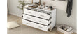 Elegant High Gloss Dresser With Metal Handle,Mirrored Storage Cabinet With 6 Drawers For Bedroom,Living Room,White White Mdf
