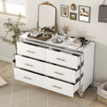 Elegant High Gloss Dresser With Metal Handle,Mirrored Storage Cabinet With 6 Drawers For Bedroom,Living Room,White White Mdf