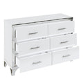 Elegant High Gloss Dresser With Metal Handle,Mirrored Storage Cabinet With 6 Drawers For Bedroom,Living Room,White White Mdf
