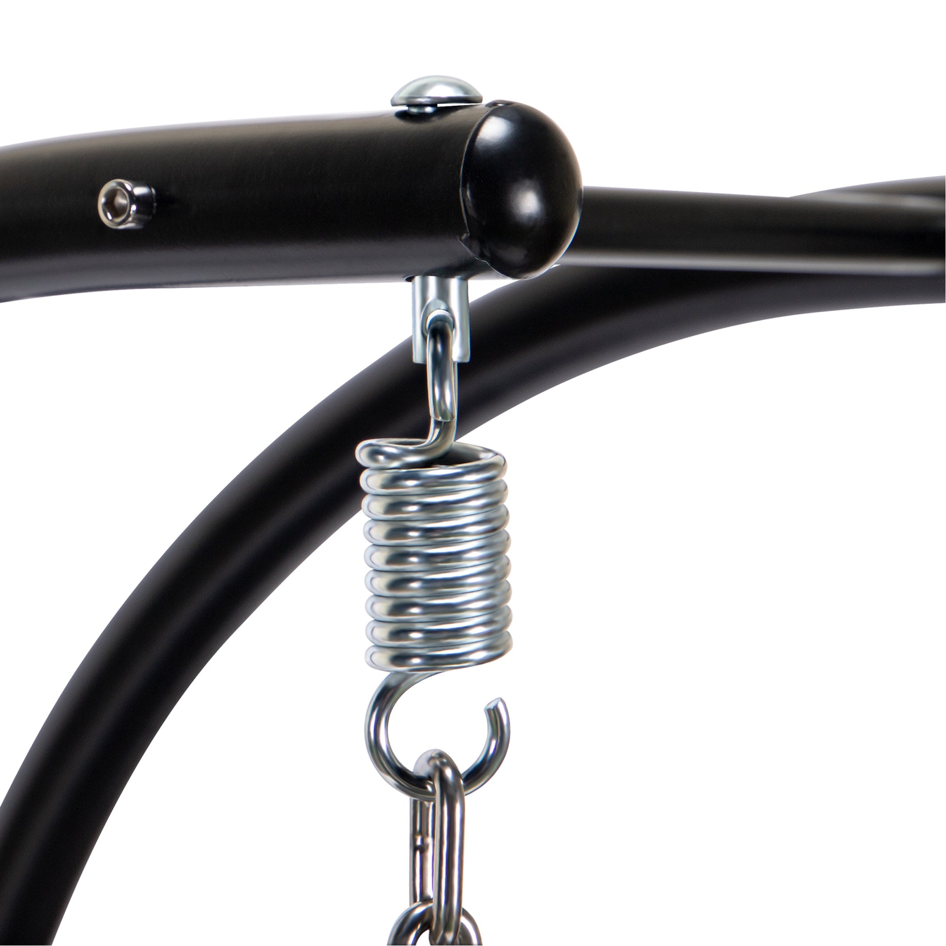 Double Seat Swing Chair With Stand And Cushion Black Blue Cotton Rattan