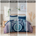 Boho Comforter Set With Bed Sheets Queen Navy Polyester