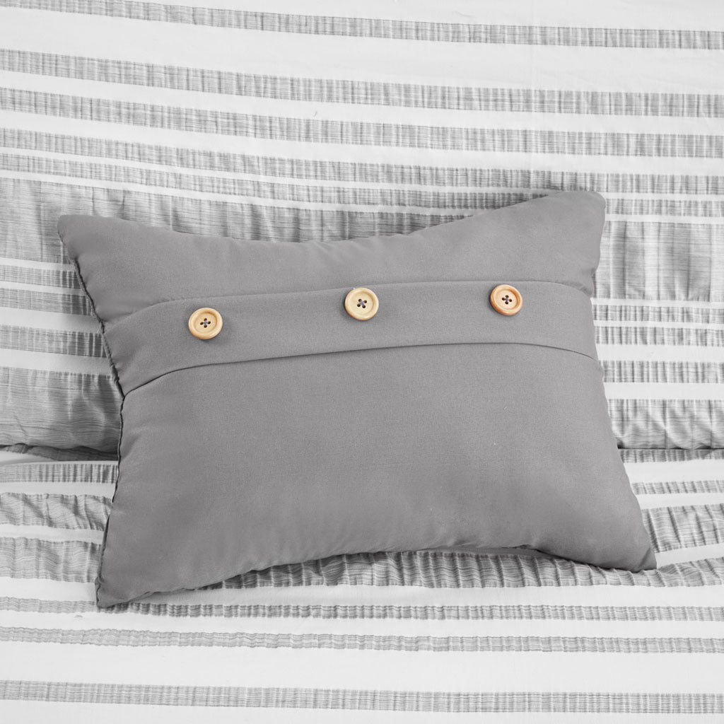 Striped Comforter Set Full Grey Microfiber