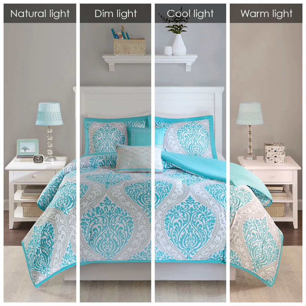 Comforter Set Full Aqua Polyester