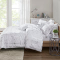 Metallic Printed Comforter Set King White Silver Polyester