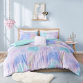 Watercolor Tie Dye Printed Comforter Set With Throw Pillow Twin Aqua Polyester