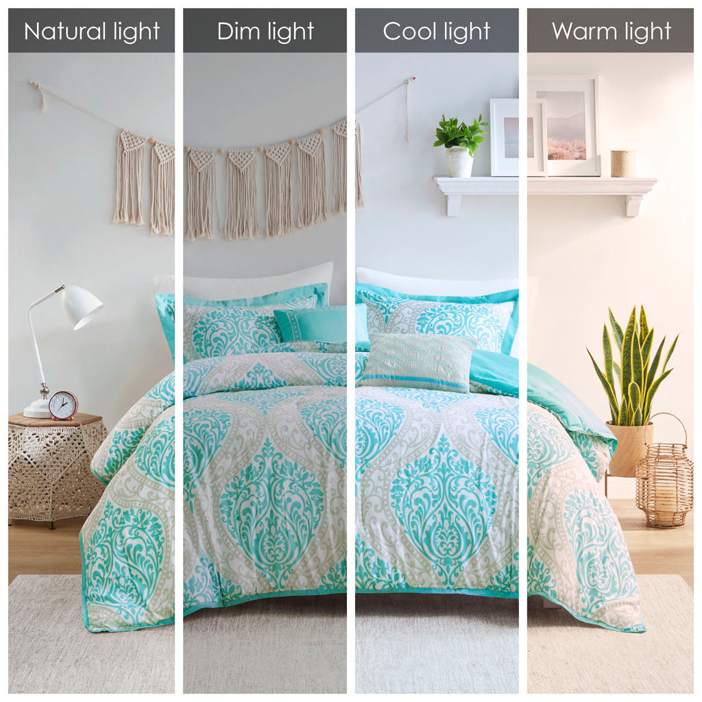 Comforter Set Full Aqua Polyester