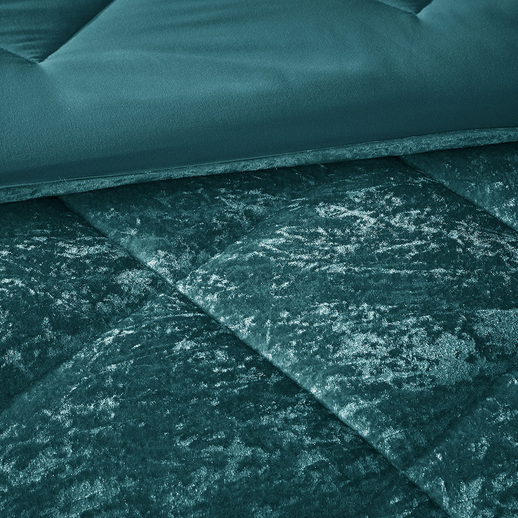 Velvet Comforter Set Full Teal Polyester