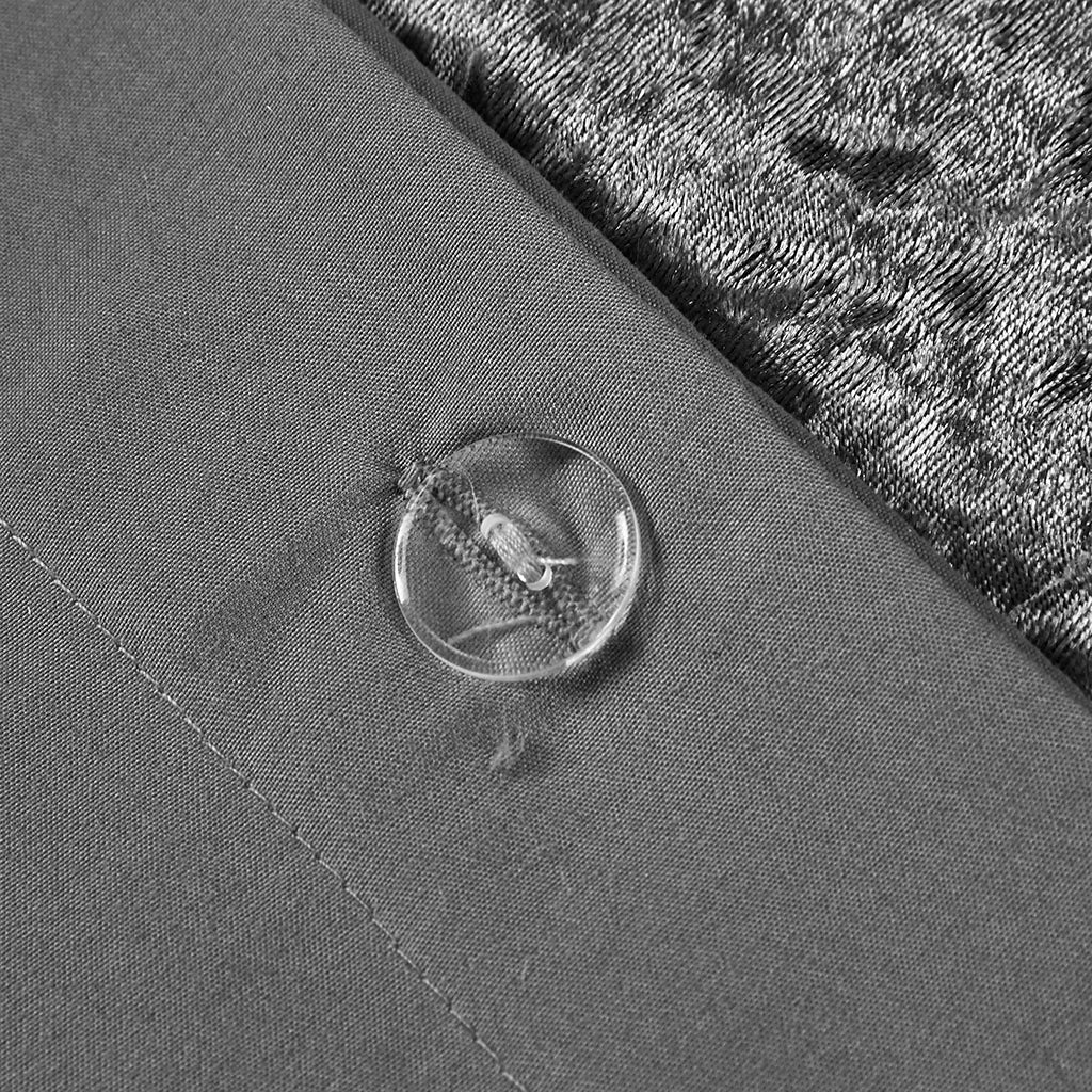 Velvet Duvet Cover Set King Grey Polyester