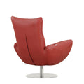 Modern Genuine Italian Leather Upholstered Chair Red Foam Leather