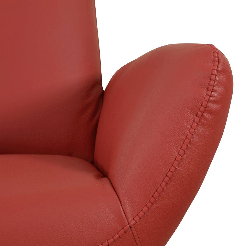 Modern Genuine Italian Leather Upholstered Chair Red Foam Leather