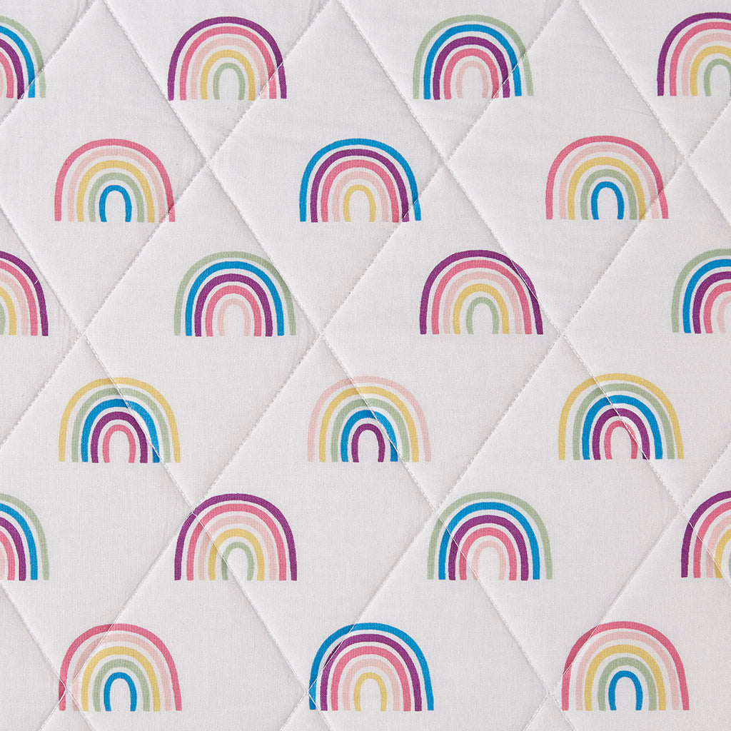 Cotton Cabana Stripe Reversible Quilt Set With Rainbow Reverse Twin Pink Cotton