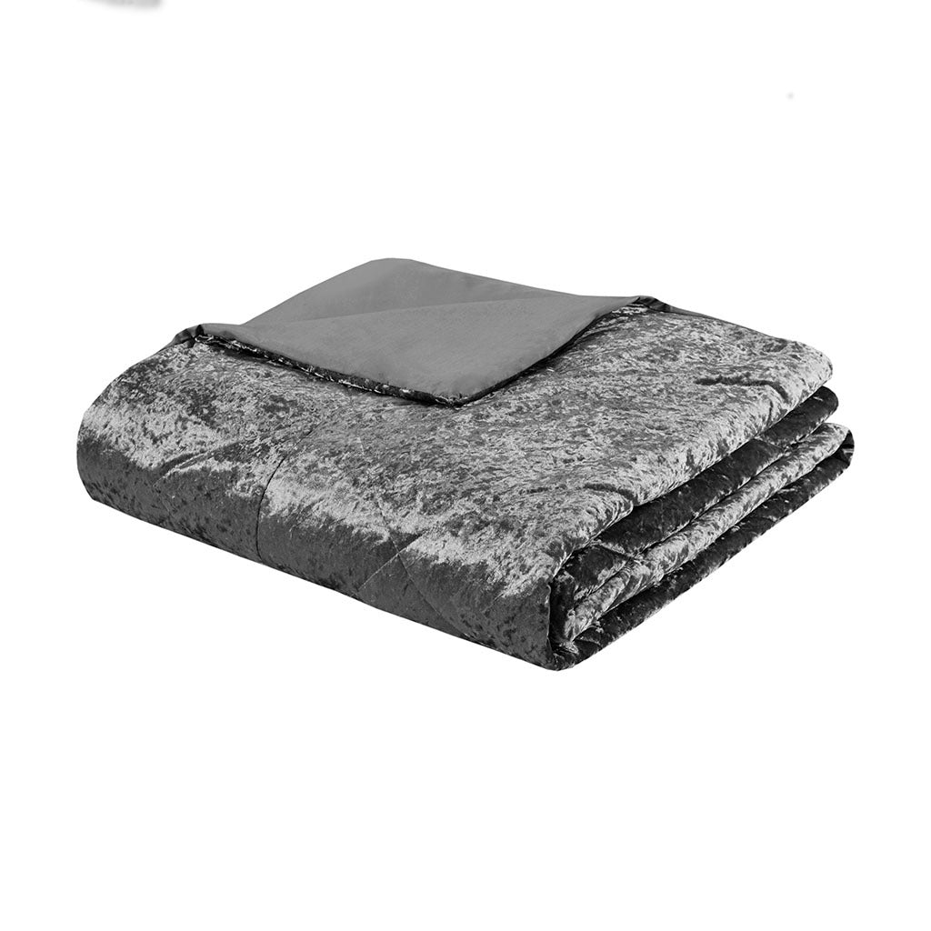 Velvet Duvet Cover Set King Grey Polyester