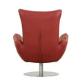 Modern Genuine Italian Leather Upholstered Chair Red Foam Leather
