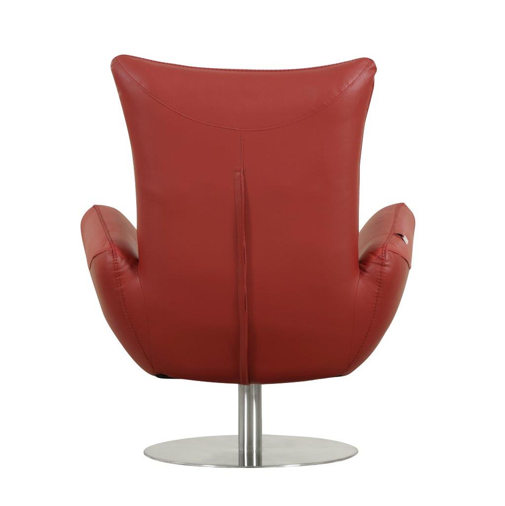 Modern Genuine Italian Leather Upholstered Chair Red Foam Leather