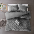 Velvet Duvet Cover Set King Grey Polyester