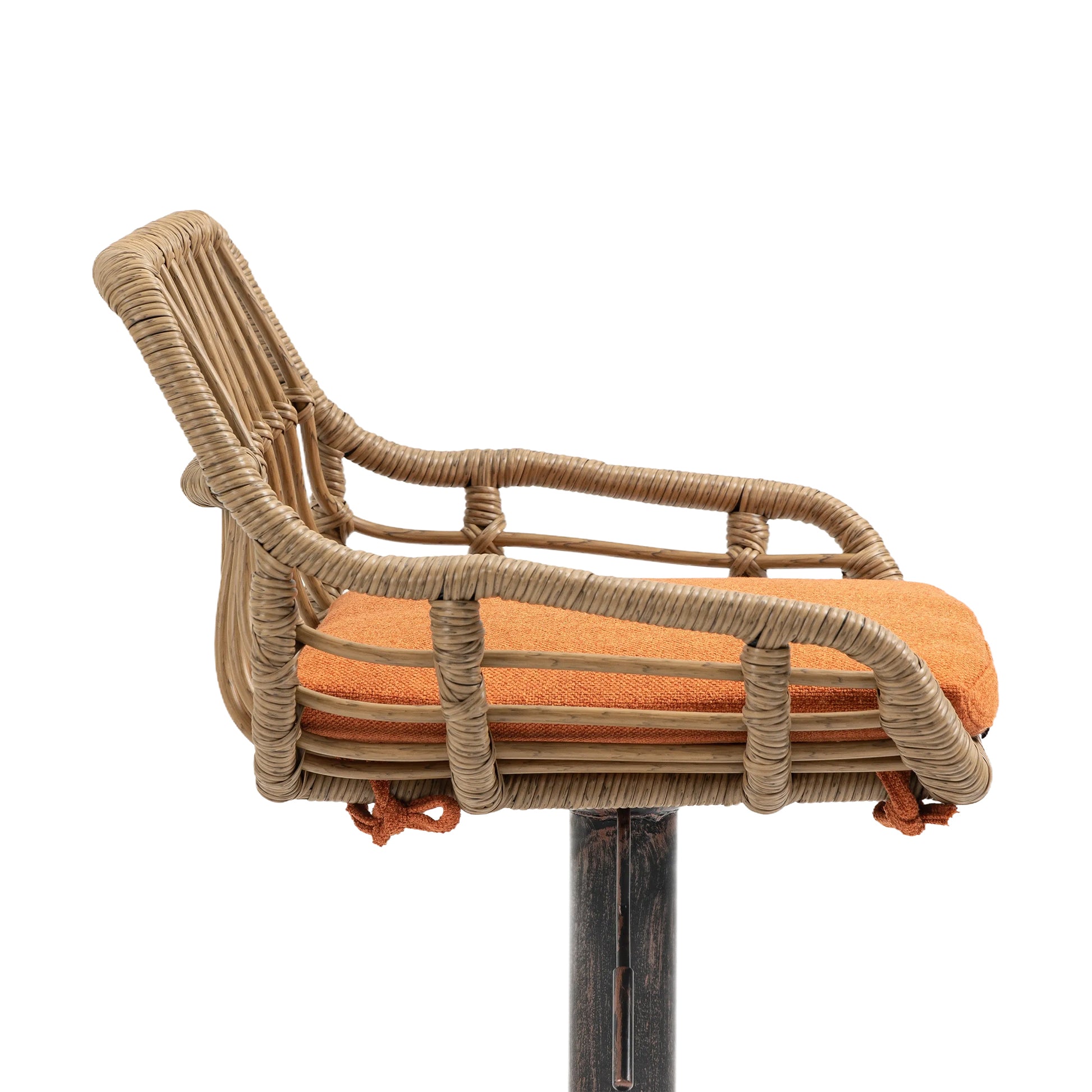 Coolmore Swivel Bar Stools Set Of 2 Adjustable Counter Height Chairs With Footrest For Kitchen, Dining Room 2Pc Set Orange Polyester