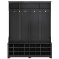 Modern Style Multiple Functions Hallway Coat Rack With Metal Hooks, Entryway Bench 60