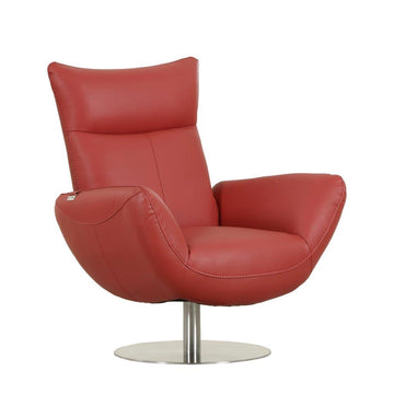 Modern Genuine Italian Leather Upholstered Chair Red Foam Leather