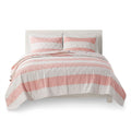 Cotton Cabana Stripe Reversible Quilt Set With Rainbow Reverse Twin Pink Cotton