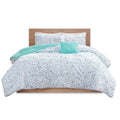 Metallic Printed And Pintucked Comforter Set Twin Aqua Blue Polyester